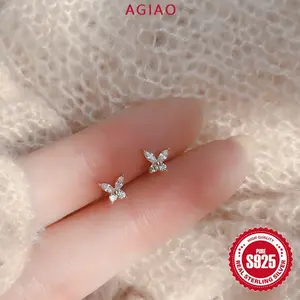 AGIAO Anting Pejantan Kupu-kupu Kecil Feminitas Kemewahan Ringan Korea Anting-anting Kecil Yang Indah