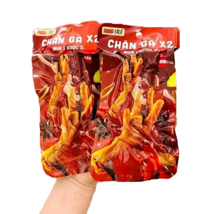 chân gà đôi x2 annanalala dược sản xuất trên dây chuyền công nghệ tiên tiến đạt vệ sinh an toàn thực phẩm hạn sử dụng 9tháng 'chân ăn dai giòn ko rất hợp cho giới trẻ ăn vặt
