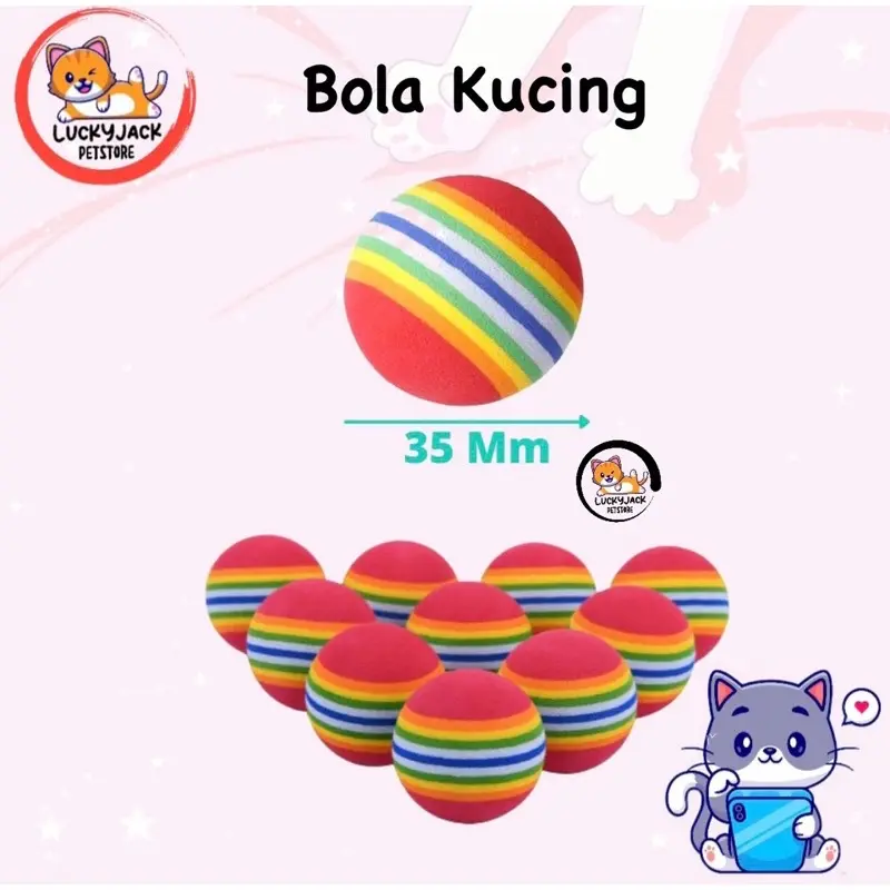 Bola rainbow mainan kucing 0