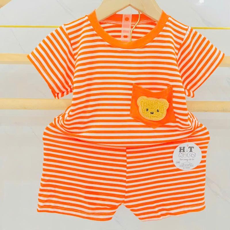 [18-28kg] Bộ cộc tay THUN LẠNH Vải Dệt Sọc Cho Bé 6