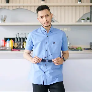KEMEJA CASUAL PENDEK WARNA SOFTBLUE Baju Fit Nyaman Basic Slim