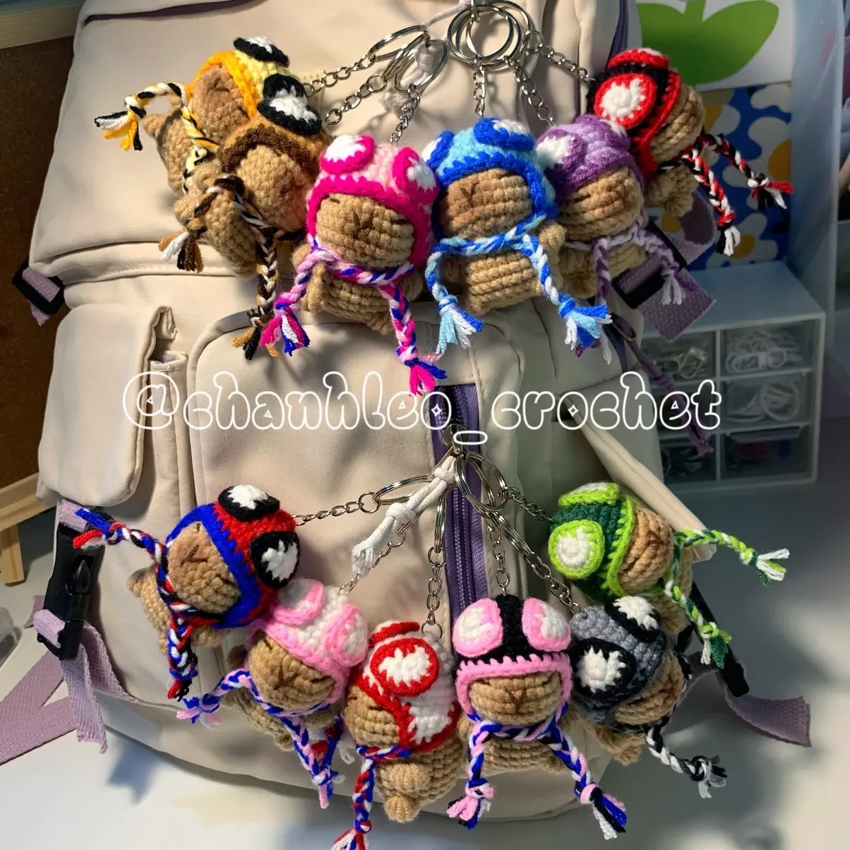 Móc khóa len CAPYBARA đội mũ SPIDERMAN Móc Chìa Khoá Móc Khoá