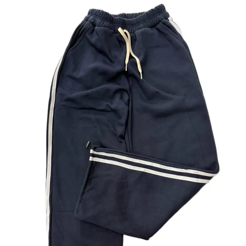 Quần dài ống rộng nỉ ngoại viền 2 sọc basic rút lai lưng chun unisex nam nữ 8