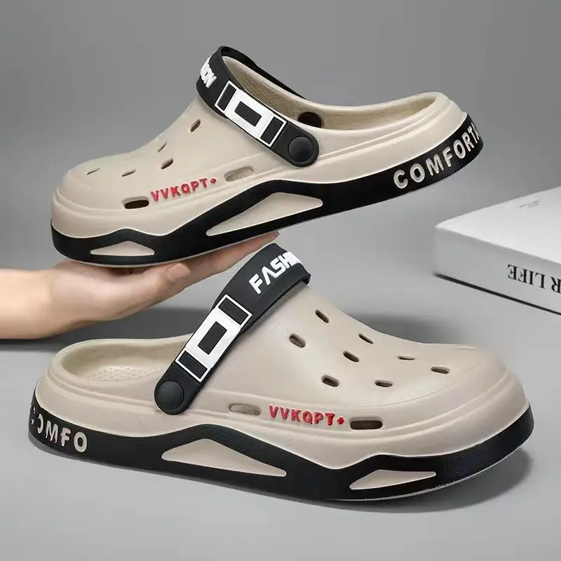 Eva Platform Crocs Men's Summer Outdoor 2024 New Beach Closed Toe Sandals Men's Non-Slip Slippers Women