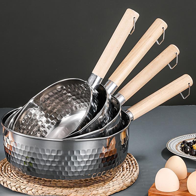 Stainless Steel Saucepan with Wooden Handle, 1 Count Milk Pot without Lid, Kitchen Cookware for Home Daily Cooking, Kitchen Accessories 4