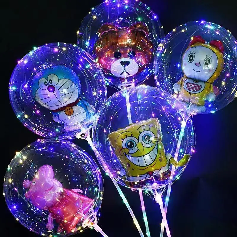 Mainan Stick Balon LED Rainbow Warna Warni Karakter Random Lampu LED Super Terang