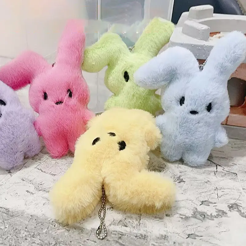 Cartoon Plush Keyring Soft Cute Rabbit Doll Keychain Backpack Car Key Hanging Pendant Ornaments For Children Girls Gift