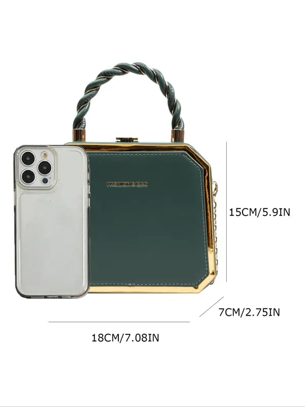 Women's Elegant Chain Strap Solid Square Bag, Trendy Minimalist Handbag, Chic All-match Handbag for Daily & Work Use 5