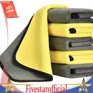 Lap Microfiber Tebal Lembut 2 Warna Anti Lecet Serbaguna 30x30 25X25 Premium Kuning Hitam Cleaning