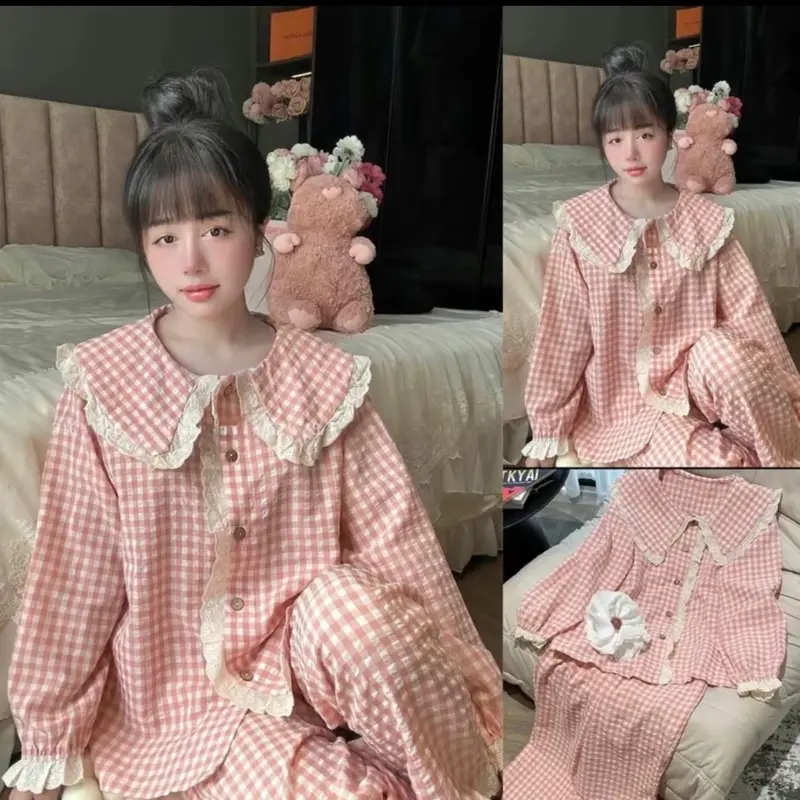 COmbo (2set) Cổ Bẻ phối viền Ren áo mềm xinh (38-57kg& 1,48m-1.62m)Women