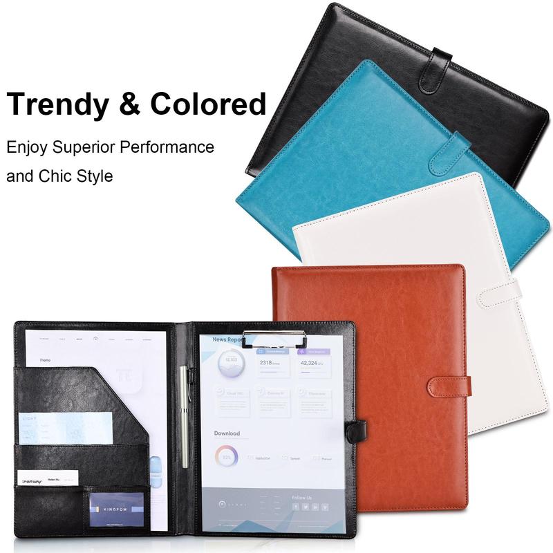 A4 Pu Leather File Folder without Pen, 1 Count Magnetic Buckle Design Foldable Clipboard Writing File Folder with Pocket, Portable Stationery Supplies for Home and Office, Student Stationery 6