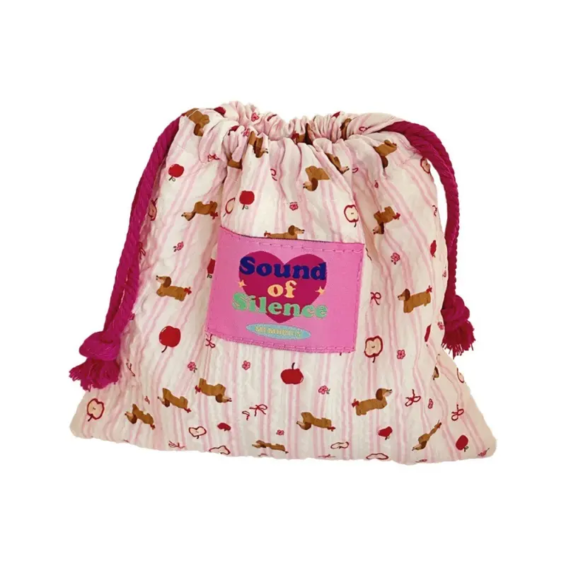Cute & Pastel Design Drawstring Pouch Tempat Penyimpanan Kapasitas Makeup Pouch Korea Aesthetic Cosmetic 5