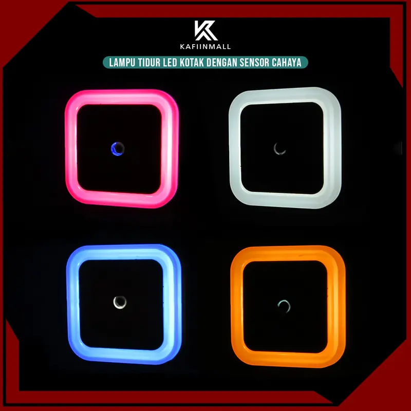 HORICI Lampu Tidur LED Kamar Kotak Dengan Sensor Cahaya / Lampu malam Kamar Plastik 3 watt 1