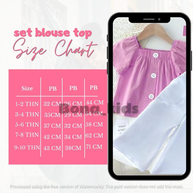 Setelan blouse top anak anak perempuan model lucu bahan cringkle usia 1 sampai 10 tahun Anak-Anak Parsel 3