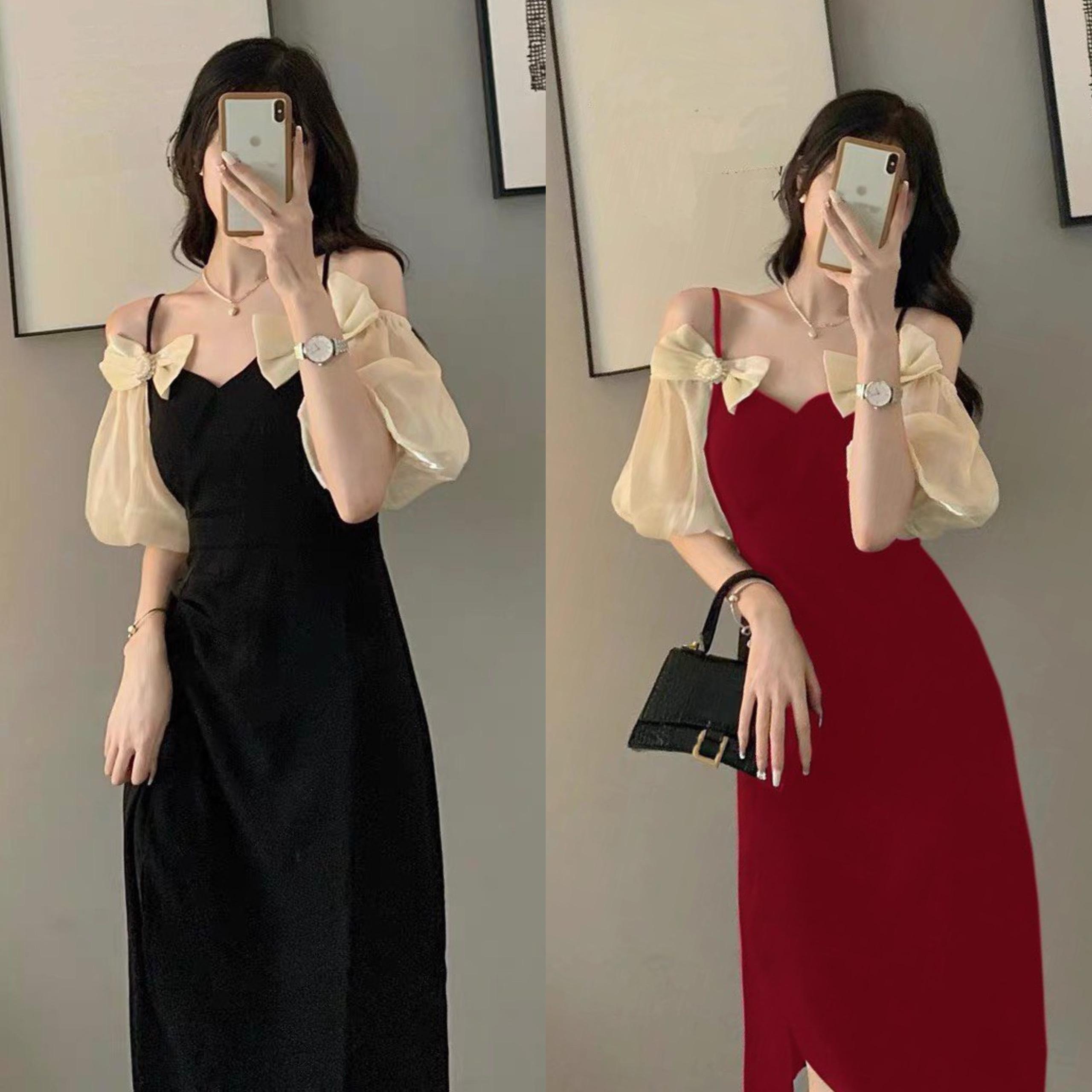 Thời Trang Bigsize Váy Dự Tiệc 50 - 100Kg Vải Cotton Lạnh Cao Cấp Nữ Dress Women Voan Đen - A.1061