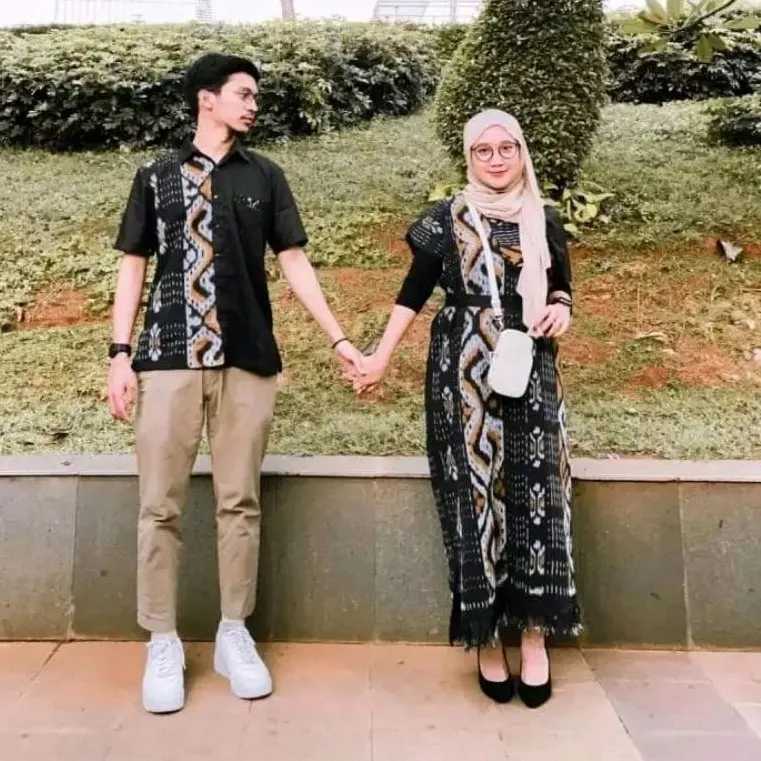 safira Couple baju tenun Aurora coklat  - Dress kondangan Cowok Dewasa Cewek  Keluarga