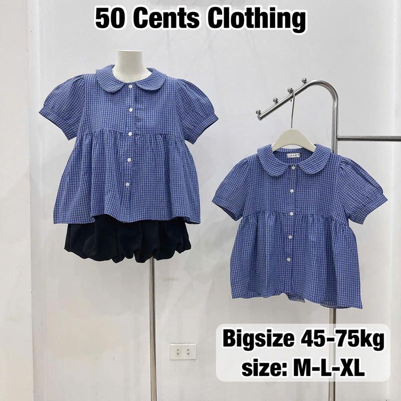  Áo Sơ Mi Nữ Babydoll Cổ Sen Khuy Hoa Cộc Tay Có Bigsize 45-75kg Phong Cách Korea  50 Cents Clothing  #306 