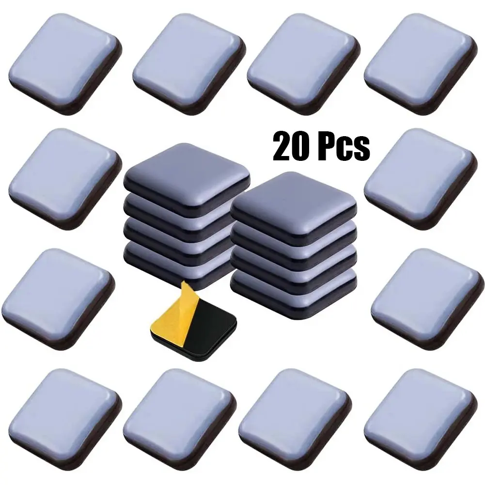 20pcs  Square PTFE Furniture Gliders Self Adhesive Sliders Floor Chair Sofa Mat Slider Pad Furniture Table Base Protectors