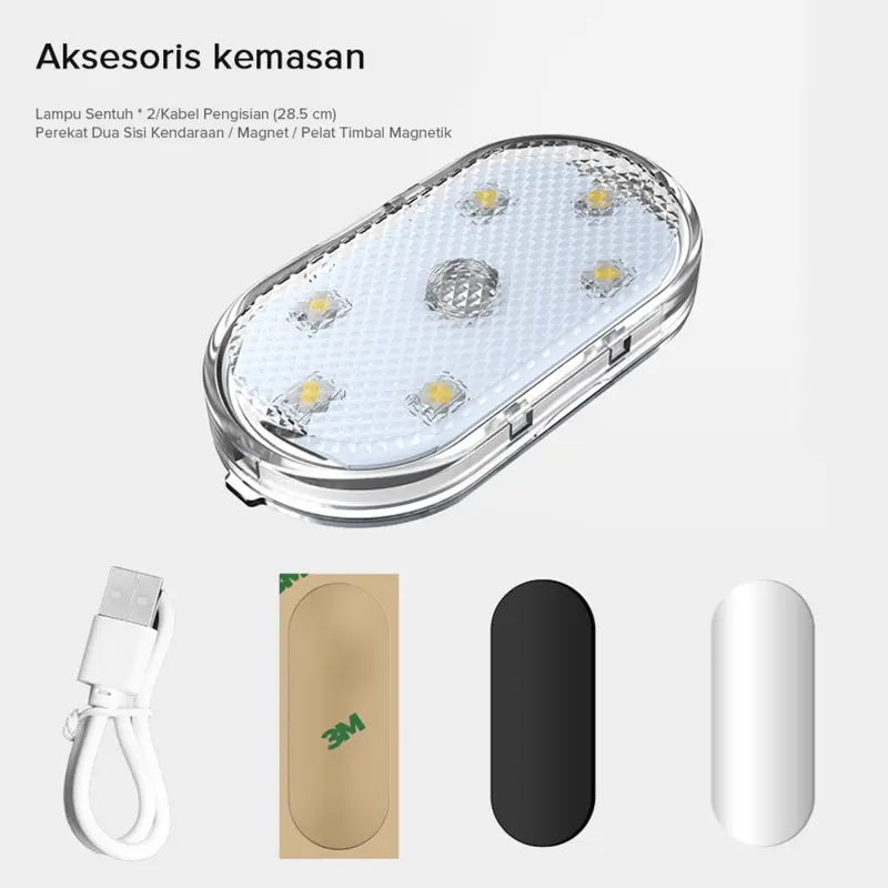 Lampu 6LED Dalam Mobil Touch Light Lampu Sentuh USB Lampu Hias Mobil Lampu Baca Lampu Sensor Gerak Otomatis 5V Car 5