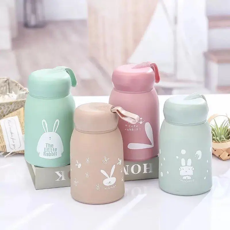 32OML Cute Rabbit Pattern Portable Tumbler Thermal Cup Bottled Water for Travel, Office, School and Picnic