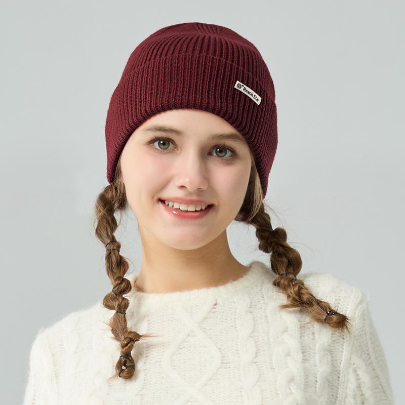 Versatile Skull Cap Knit Hat - Solid Color, Winter Warmth, Windproof, and Thickened Beanie for Women 2