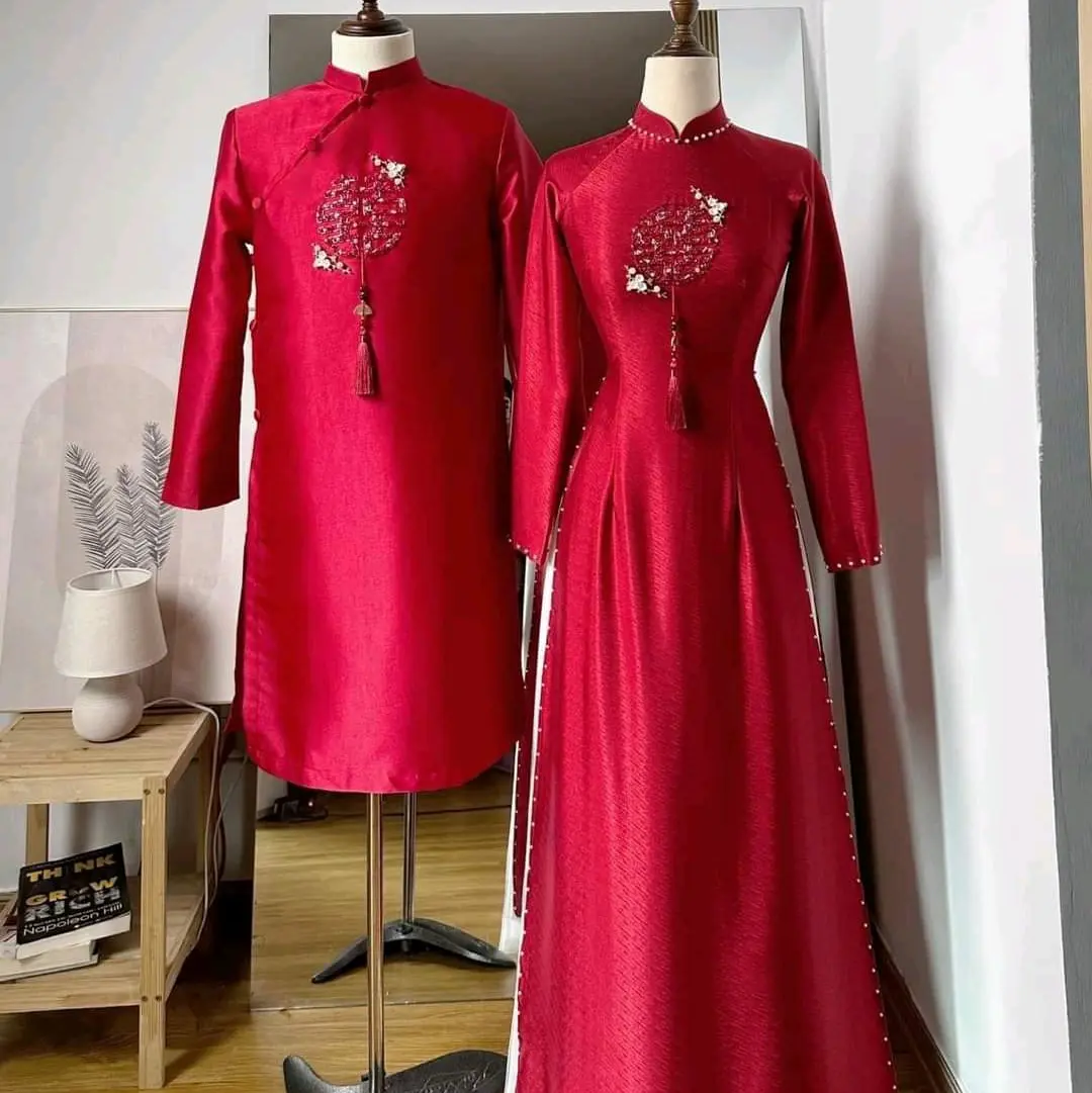 Đ&M4_Áo Dài Cô Dâu Chú Rể Chữ Hỷ nhẹ nhàng, tinh tế, điểm nhấn cho ngày đặc biệt Áo Cưới Nữ Váy Cưới
