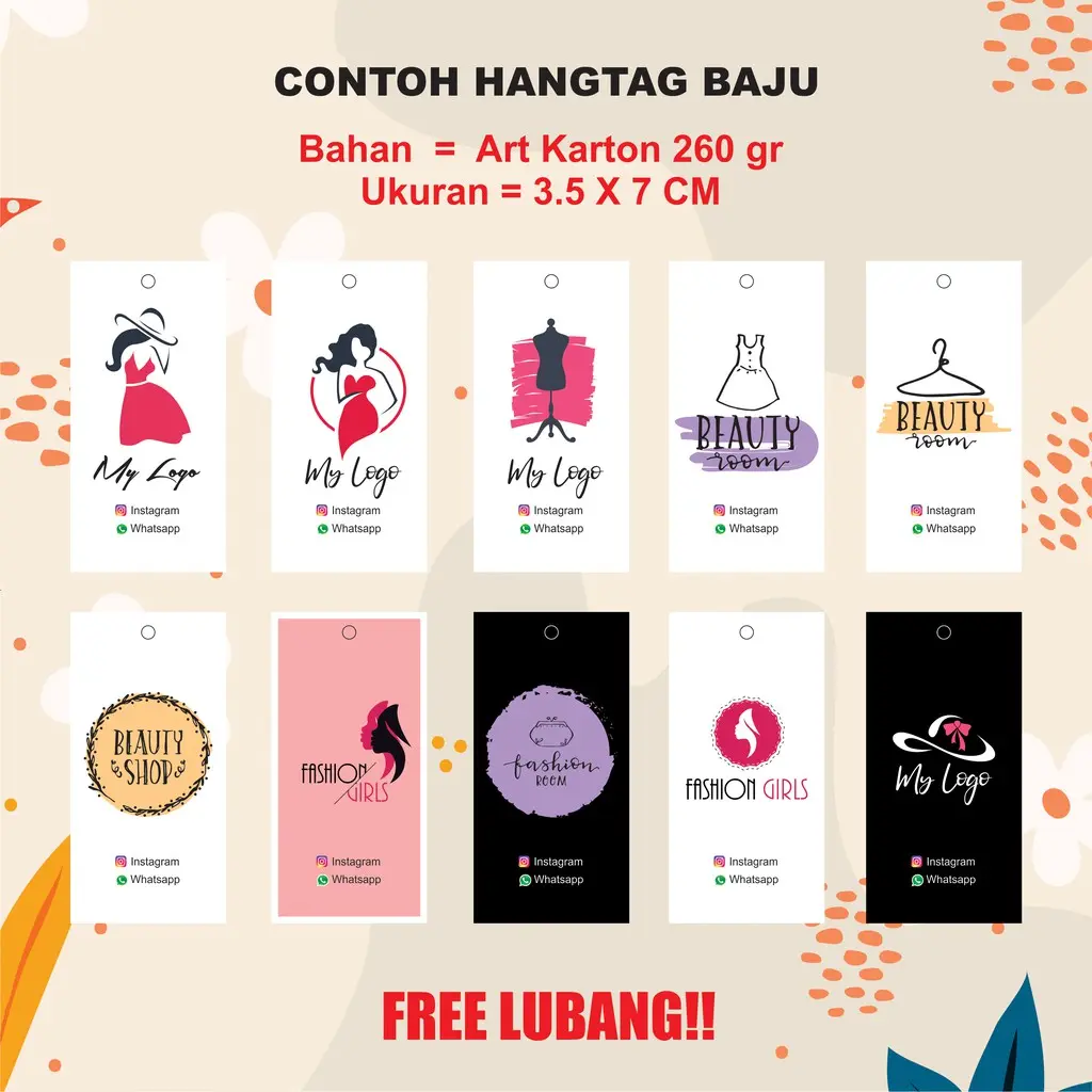 HANGTAG BAJU/ HANGTAG UK 4X7CM/ LABEL BAJU/ HANGTAG CUSTOMS/ LABEL