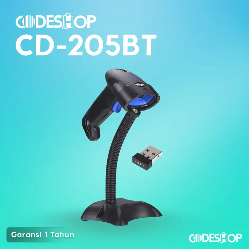 Scanner Barcode Bluetooth CODESHOP CD-303 Free Stand Garansi 1 Tahun Resmi 2