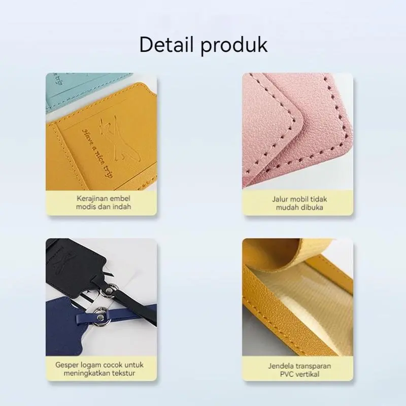 Bbambu Tag Label Koper Bagasi Gantungan Label Nama Tas Luggage Tag / Portable PU Kulit Bagasi Tag Koper Pengidentifikasi Label Bagasi Papan Tas Tag Nama ID Alamat pemegang Paspor Perjalanan Kartu 3