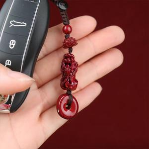 Rantai Kunci Loket Teratai Cinnabar Pixiu, Pasir Emas Ungu, Gancu Keamanan, Barang Kemas Wanita, Rantai Kunci Kereta Keychains