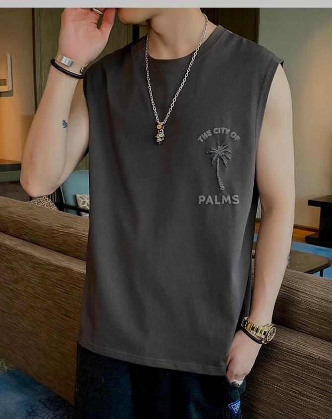 Product Introduction of Áo thun balo tanktop in hình nổi  cây dừa Nam Menswear có thể giặt máy đơn giản 7