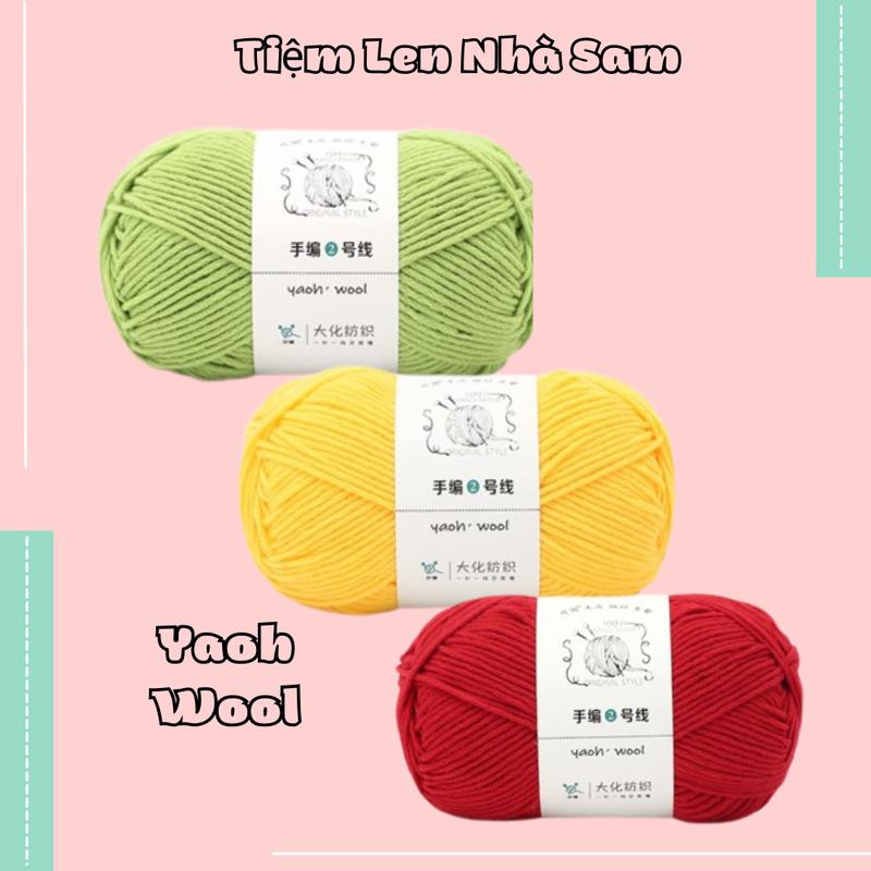 Len Yaoh Wool 100g, Len cuộn sợi 3mm dùng để đan móc áo, mũ, khăn  Len  acrylic