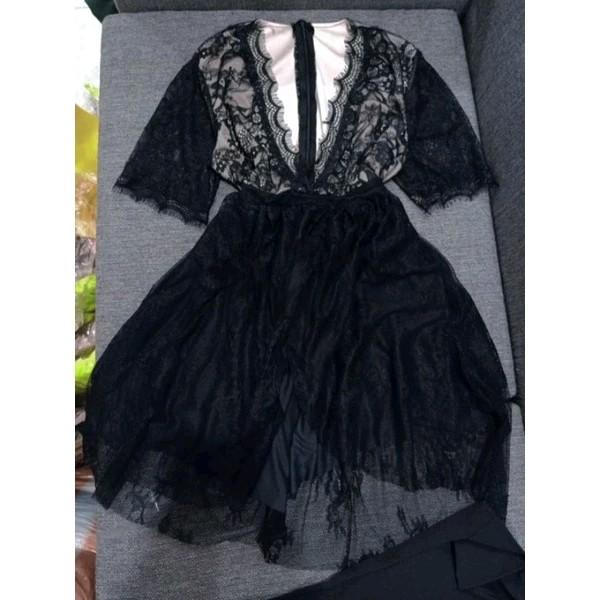 Sét Đầm Ren Cổ V Tay Ngắn Xếp Tầng Kèm Quần Đùi Nữ Women Dress Áo Kem Nhung Top 2