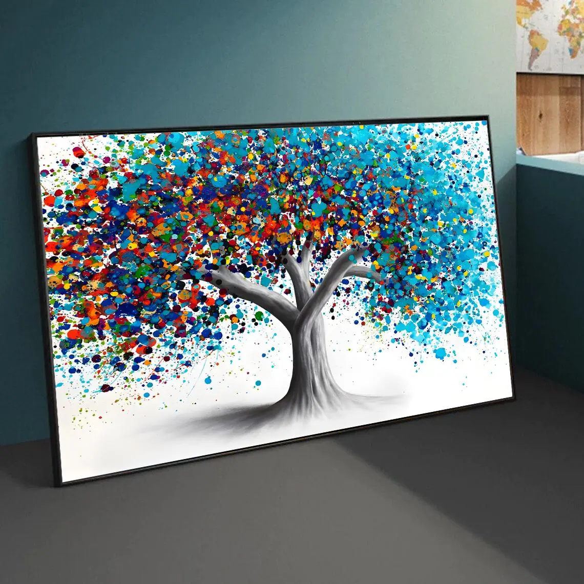 Tree Pattern Unframed Painting, 1 Piece Modern Canvas Wall Art Painting for Home Bedroom Living Room Decor