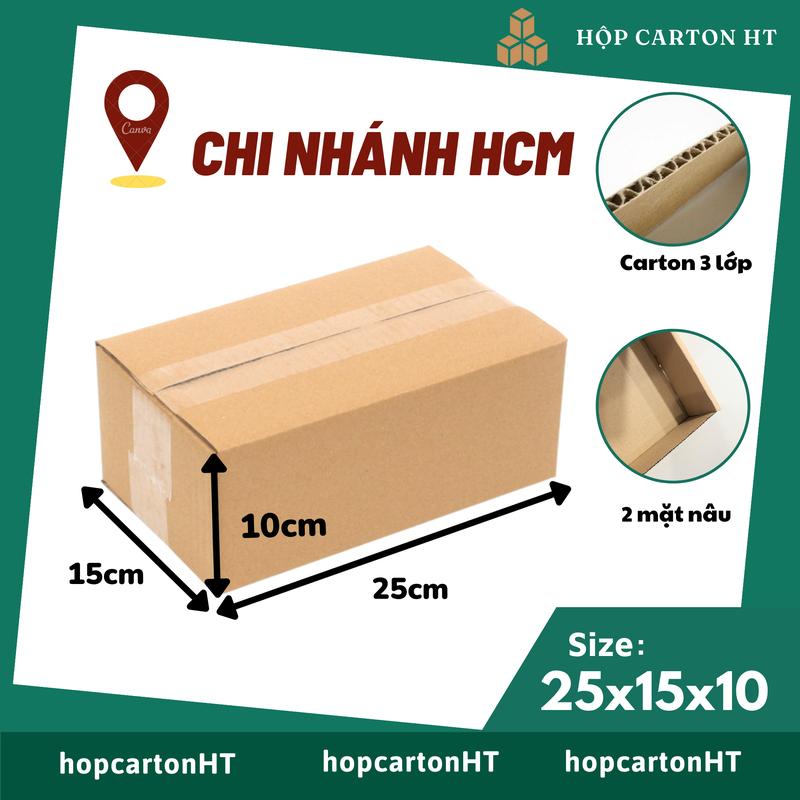 20 hộp carton đóng hàng 25x15x10 hộp shipcod size nhỏ đựng phụ kiện, mỹ phẩm giá rẻ - Hộp carton HT HCM