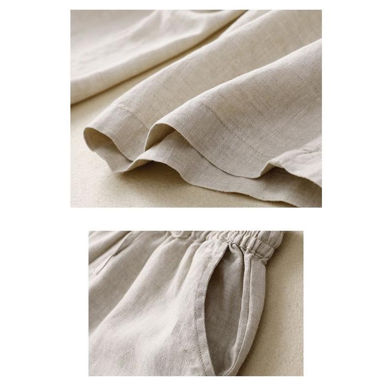 Quần Dài Vải Lanh Cotton, Eo Co Giãn, Phong Cách Cổ Điển Thẳng, Dành Cho Nữ, Thường Ngày, Hàng Mới Về, Quần Cropped 7