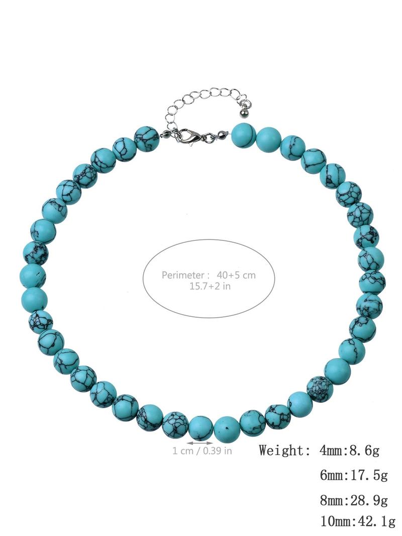 Product Introduction of Vintage Natural Turquoise Decorated Necklace, Fashionable and Elegant Jewelry for Women & Men, Trendy All-match & Exquisite Jewelry for Birthday Gift 8