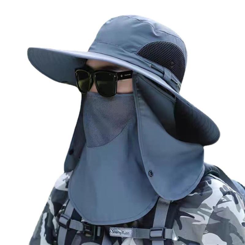 Fashion 360 Degrees Protection Sun Hat Anti-UV Sunscreen and Shading Agricultural Work Hat Removable Face Mask Protect Neck Fishing Cap Summer 7