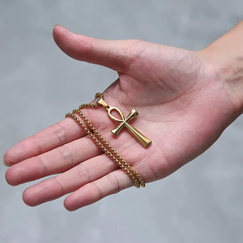 60CM European And American Jewelry Simple Glossy Cross Pendant Men's Necklace