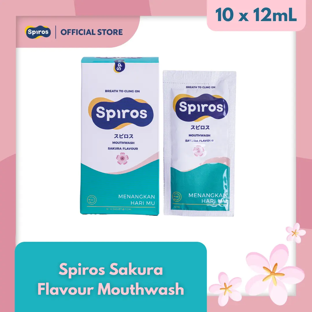Spiros Mouthwash Sachet SAKURA - Obat Kumur Penghilang Bau Mulut Ampuh / Nafas Segar Seharian