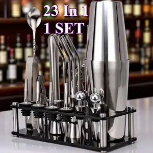 23 In 1 Paket Lengkap Cocktail Shaker Stainless Barista Bar Set Tools Perlengkapan Bartender Set