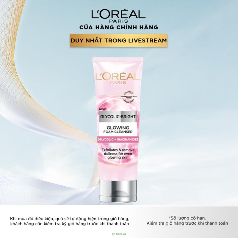 Sữa rửa mặt sáng da L'Oreal Paris Glycolic Bright Glowing Daily Cleanser Foam 100ml