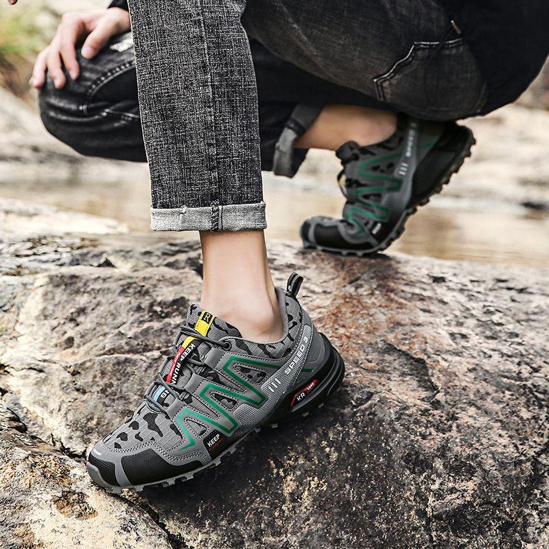 Product Introduction of 2023 Cross-Border Hiking Shoes Men's plus Size Lightweight Casual Mountain Running Shoes Riding plus Size Outdoor Hiking Shoes Non-Slip 23