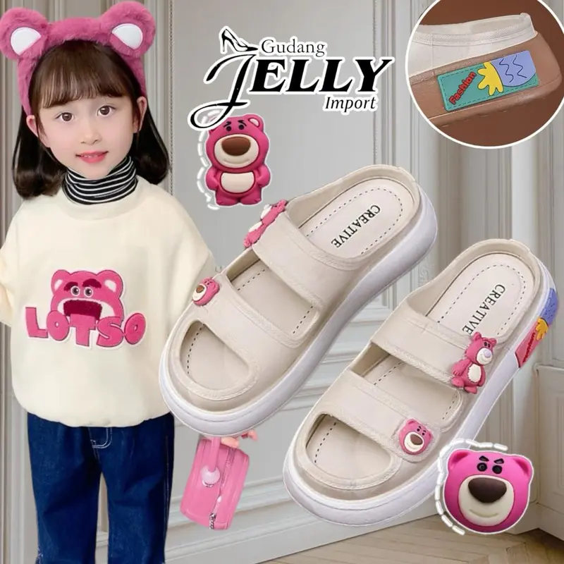 Sandal Slop Anak Lotso Teddy Bear Karet Fashion Kaki 4