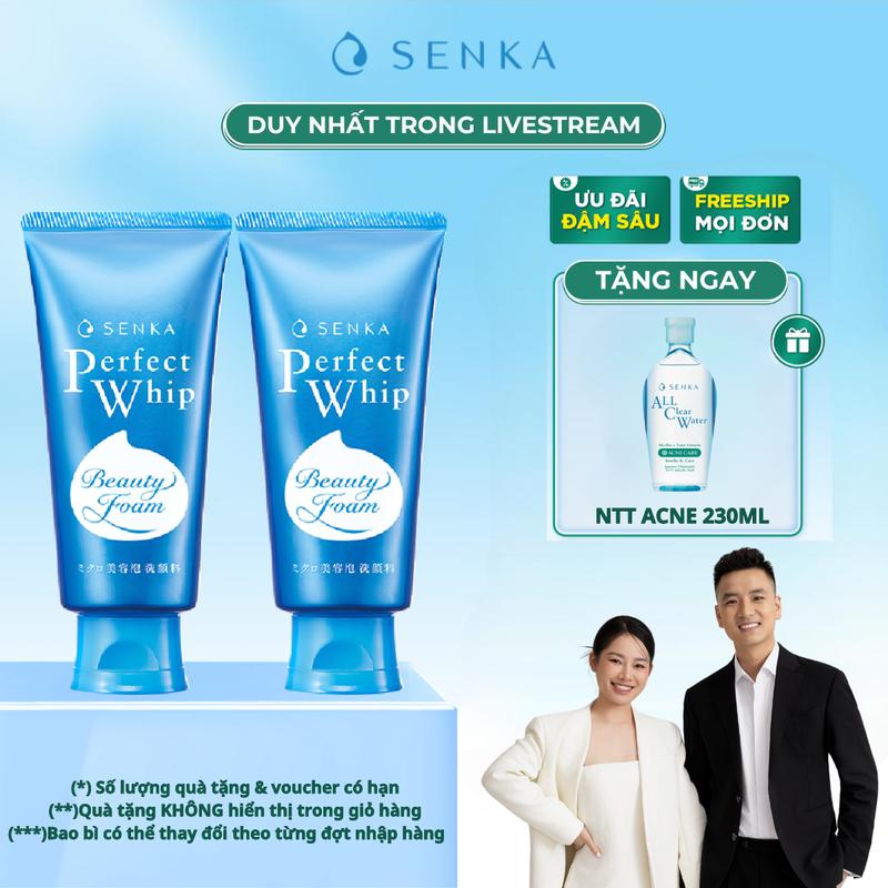 []Quyền Leo x Senka Combo 2 Sữa Rửa Mặt Tạo Bọt Chiết Xuất Tơ Tằm Trắng Senka Perfect Whip 120g tặng Nước tẩy trang Acne Fullsize