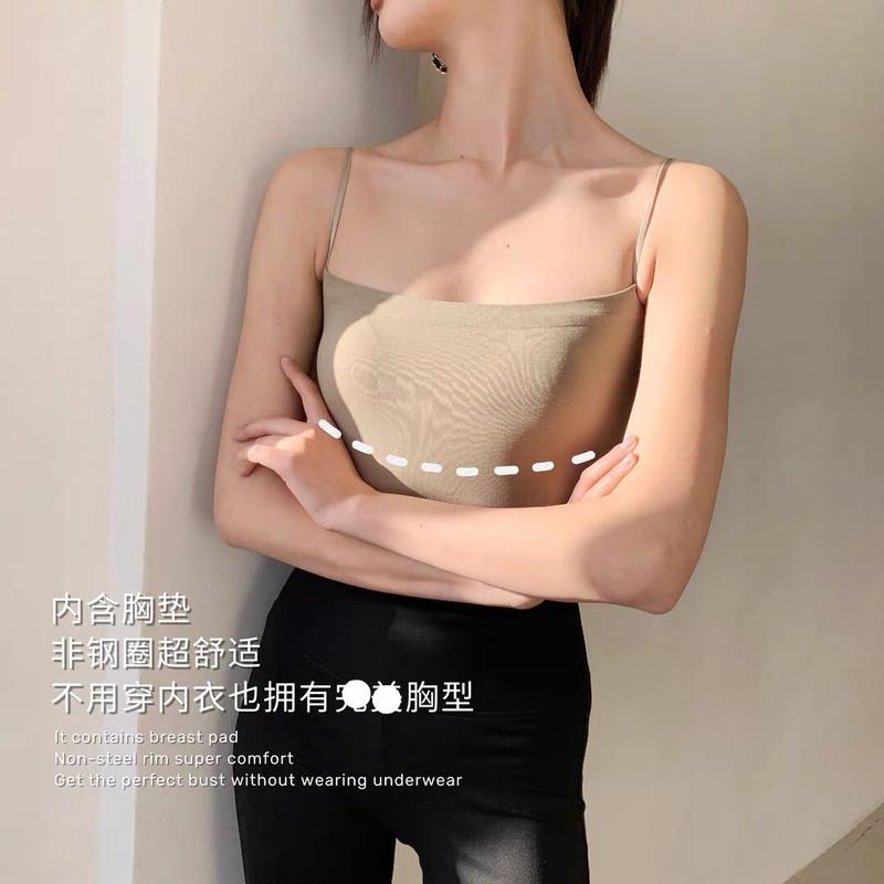 Product Introduction of Quality Version Independent Solid Color Camisole Women'S Summer With Chest Pad Top Without Steel Ring Seamless Wrapped Chest Thin Tube Top 15