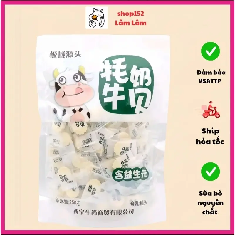 kẹo sữa bò nguyên chất viên nén 250g/bịch 0