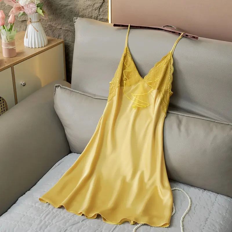 Đầm ngủ Hai dây phối ren bèo quyến rũ 6