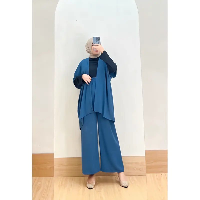 SETELAN OUTER DAN CELANA KULOT CRINKLE||ONESET CRINKLE CANTIK KEKINIAN Airflow Atasan Muslim Wanita 0