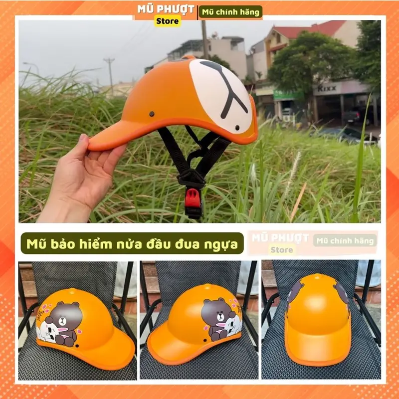 Mũ bảo hiểm nửa đầu luoi trai thời trang nam nữ trí liễu xanh tím than tem hoa cao cấp nhiều màu sắc 8